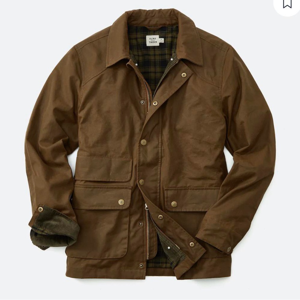 Men's Huckberry Flint and Tinder Hudson Waxed Flannel Lined Jacket XL